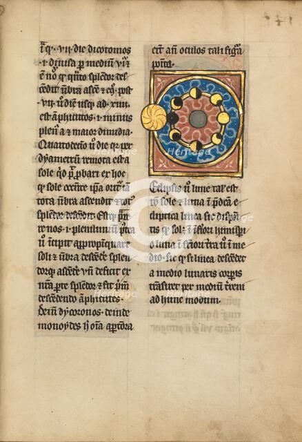 Diagram with the Sun and the Phases of the Moon; De Natura Avium; De Pastoribus..., 1277 or after. Creator: Unknown.