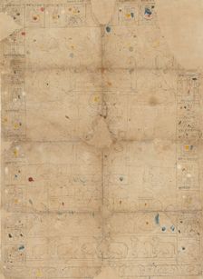 Diagram for a Pichawai Depicting the Sharad Purnima (the Autumn Full Moon), mid-19th century. Creator: Unknown