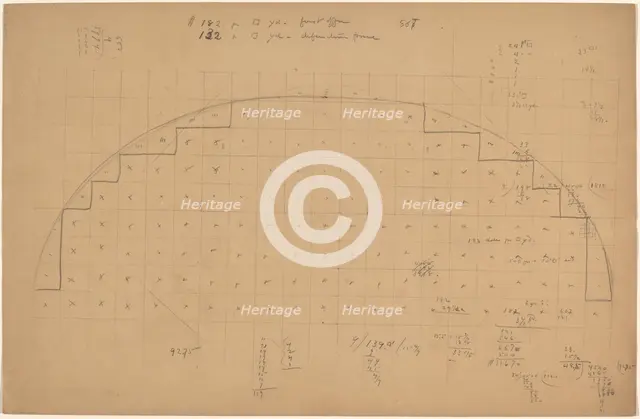 Diagram of a Lunette [verso], 1890/1897. Creator: Charles Sprague Pearce.
