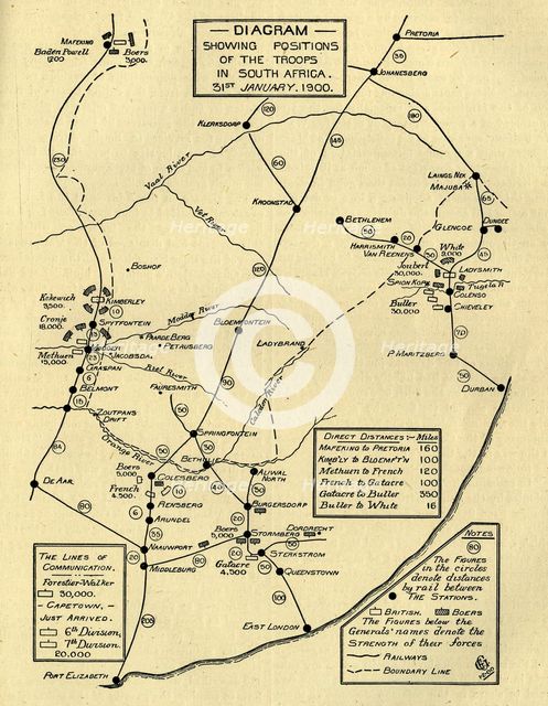 'Diagram Showing Positions of the Troops in South Africa, 31st January 1900', (c1900).  Creator: Unknown.