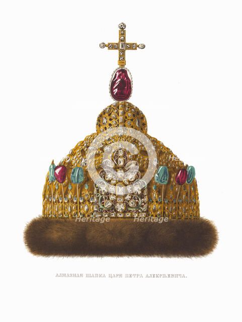 Diamond Cap of Tsar Peter I. From the Antiquities of the Russian State, 1849-1853. Creator: Solntsev, Fyodor Grigoryevich (1801-1892).
