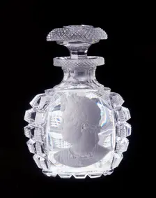 Diamond-cut scent bottle with sulphide representing the Prince Regent, c1800. Creator: Unknown