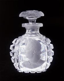 Diamond-cut scent bottle with sulphide representing the Prince Regent, c1800
