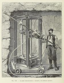Diamond Drilling Machine designed by Georges Leschot, pub. 1883 (engraving), 1883. Creator: Unknown
