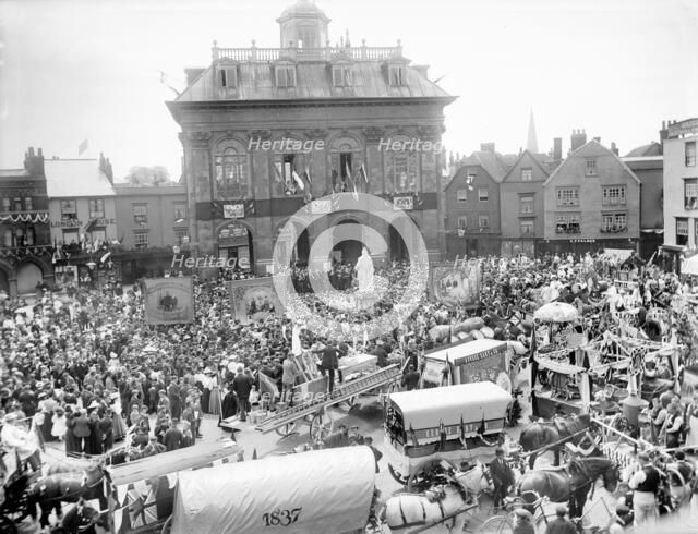 Diamond Jubilee celebrations around Queen Victoria's Statue, Abingdon, Oxfordshire, 1897. Artist: Henry Taunt