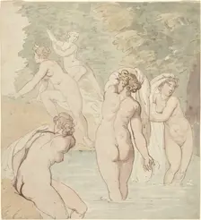 Diana and Her Nymphs Bathing. Creator: Thomas Rowlandson