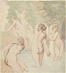Diana and Her Nymphs Bathing. Creator: Thomas Rowlandson