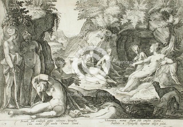 Diana and Her Nymphs Discovering Callisto's Pregnancy, published 1590. Creator: Hendrik Goltzius.