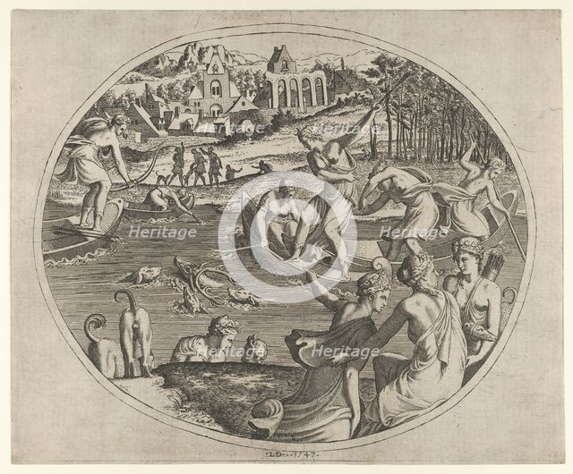 Diana and Her Nymphs Pursuing a Stag, 1547. Creator: Leon Davent.
