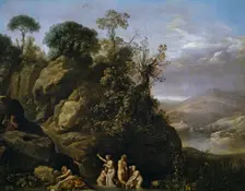 Diana bathing with her Nymphs, c1624. Creator: Cornelis van Poelenburgh