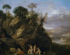 Diana bathing with her Nymphs, c1624. Creator: Cornelis van Poelenburgh