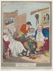 Diana in the Straw, or A Treat for Quornites, January 1, 1804., January 1, 1804. Creator: Thomas Rowlandson