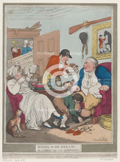 Diana in the Straw, or A Treat for Quornites, January 1, 1804., January 1, 1804. Creator: Thomas Rowlandson.