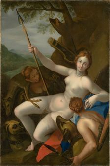Diana with Nymphs, Dogs and Game, c1600. Creator: Anon