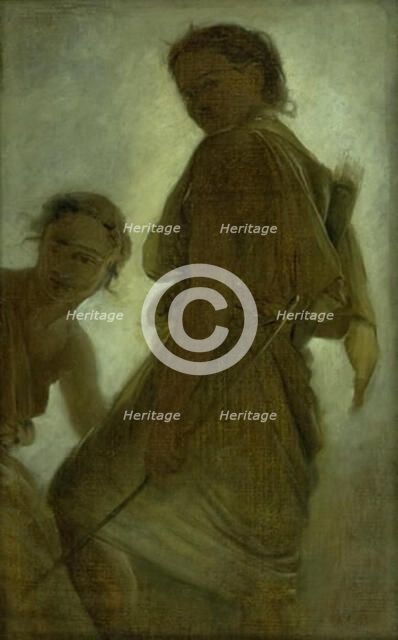 Diana with one of her Nymphs, 1863-1866. Creator: Ludvig Abelin Schou.