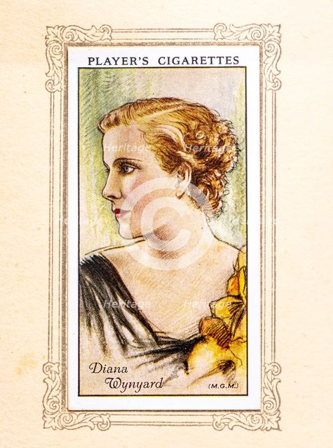 Diana Wynyard Collectables Picture of movie stars that came with the Players cigarette packet, 1934. Creator: Unknown.