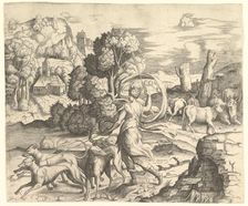 Diana the Huntress in a Landscape, ca. 1530-42. Creator: Vincenzo Caccianemici