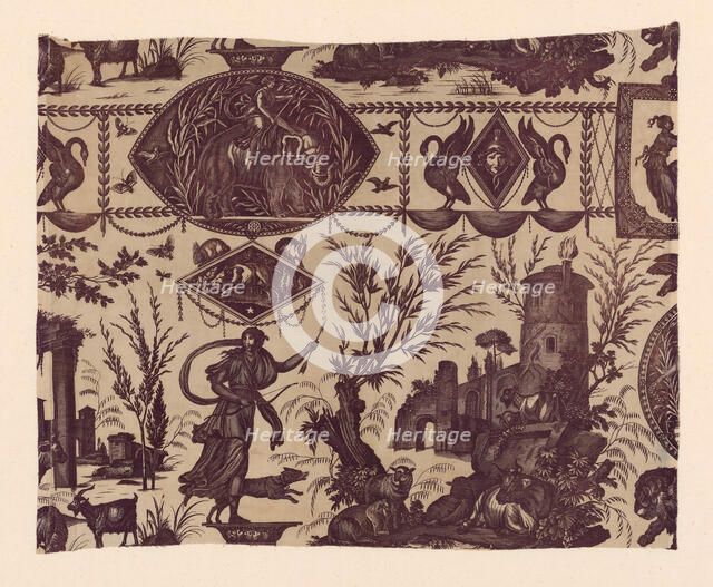 Diane Chasseresse (Diana the Huntress) (Furnishing Fabric), Nantes, c. 1800. Creator: Unknown.