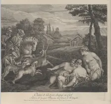 Diane et Acteon changé en Cerf, ca. 1742. Creator: Etienne Fessard