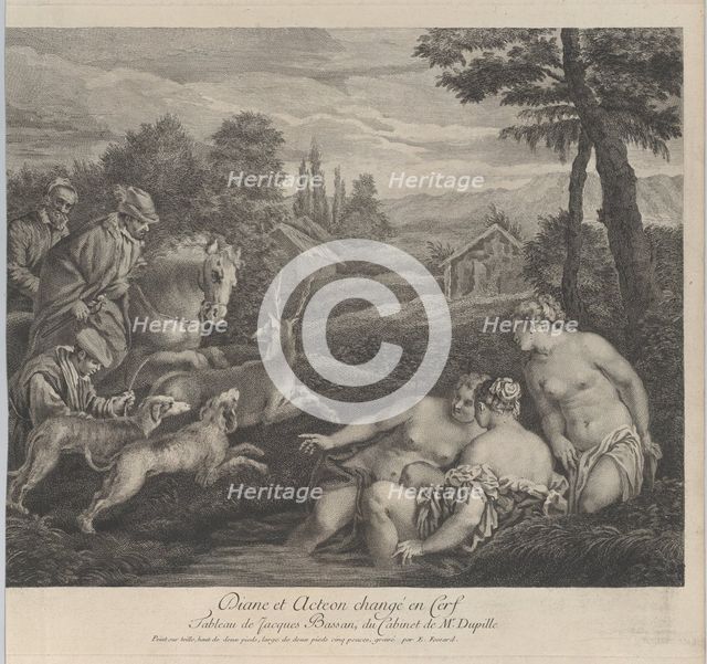 Diane et Acteon changé en Cerf, ca. 1742. Creator: Etienne Fessard.