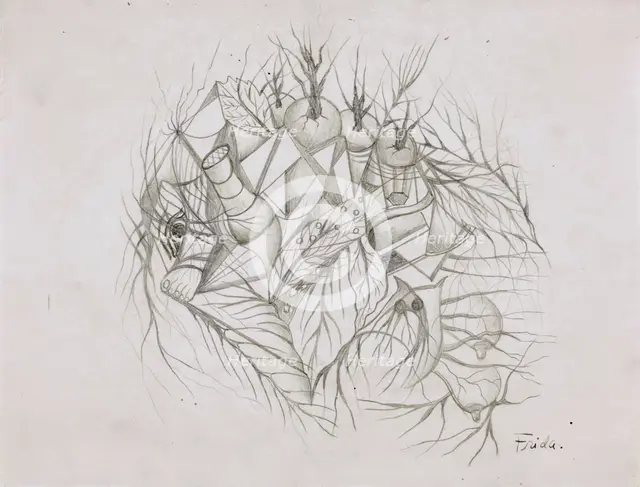 Dibujo con pie, c1946. Creator: Frida Kahlo.