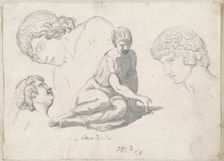 Dice-Thrower and Other Studies after Ancient Sculptures, 1775/80. Creator: Jacques-Louis David