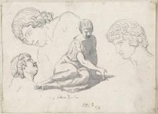 Dice-Thrower and Other Studies after Ancient Sculptures, 1775/80. Creator: Jacques-Louis David