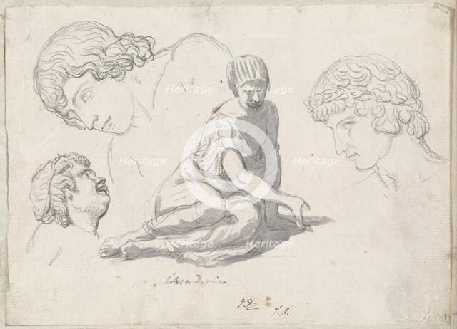 Dice-Thrower and Other Studies after Ancient Sculptures, 1775/80. Creator: Jacques-Louis David.