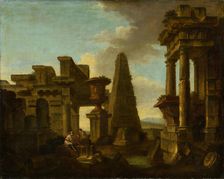 Dice Players in Romantic Ruins, 1700-1800. Creator: Unknown