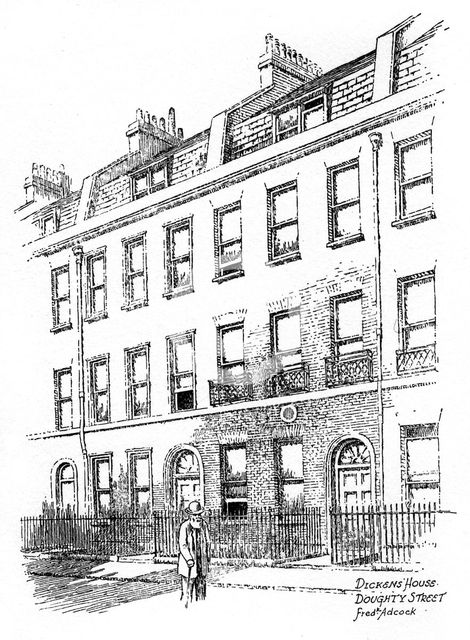 Dickens' house, 48 Doughty Street, London, 1912.Artist: Frederick Adcock