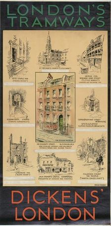 Dickens London London County Council (LCC) Tramways poster, 1930. Artist: Will Owen