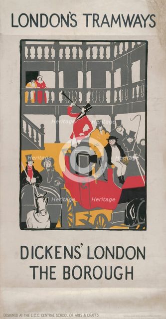'Dickens' London - The Borough', London County Council (LCC) Tramways poster, 1923. Artist: I Jephson