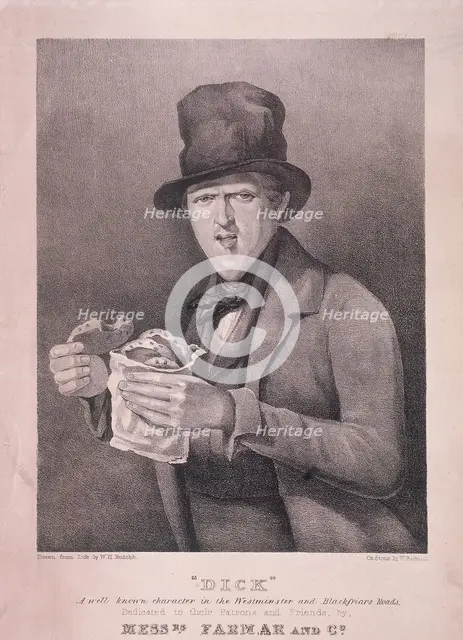 'Dick: A well known character in the Westminster and Blackfriars Roads', c1845. Artist: H Barnett