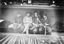 Dick Rudolph, manager George Stallings, Lefty Tyler, Bill James, Boston NL (baseball), 1914. Creator: Bain News Service
