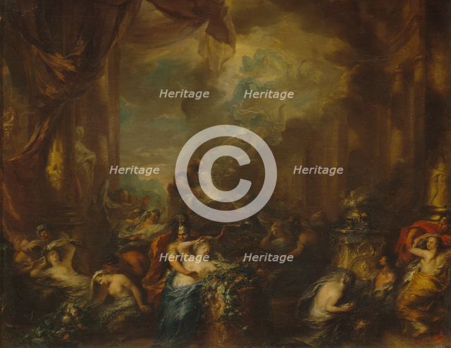 Dido burning herself at the stake. Creator: Elliger, Ottmar (Ottomar), the Younger (1666-1735).
