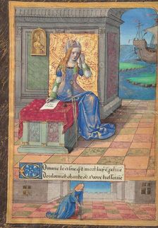 Dido Mourns with Aeneas's Sword Before Her; Ovid, Excerpts from Heroides, about 1493. Creator: Master of the Chronique Scandaleuse