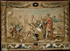 Dido shows Aeneas the plans for the fortifications of Carthage, 1679. Creator: Giovanni Francesco Romanelli (Italian, 1610-1662); Michael Wauters (Flemish, 1679)