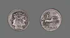 Didrachm (Coin) Depicting the Dioscuri (Castor and Pollux), 225-214 BCE, issued by the Roman Republi Creator: Unknown