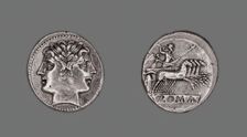 Didrachm (Coin) Depicting the Dioscuri (Castor and Pollux), 225-214 BCE, issued by the Roman Republi Creator: Unknown