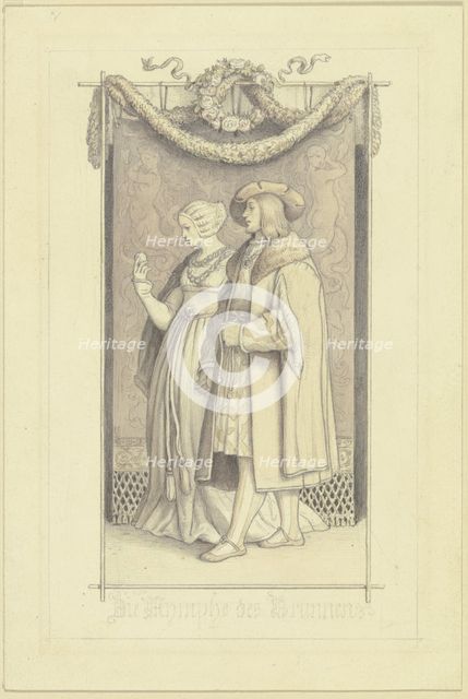Die Nymphe des Brunnen, c1845. Creator: Ludwig Richter.