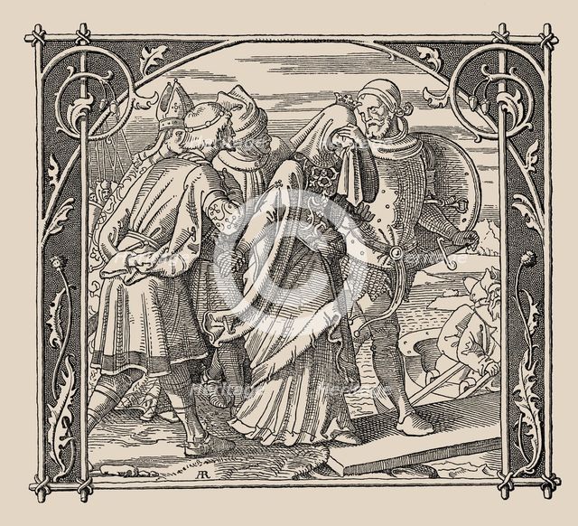 Die Nibelungen. Kriemhild's Farewell, 1840-1841. Creator: Rethel, Alfred (1816-1859).