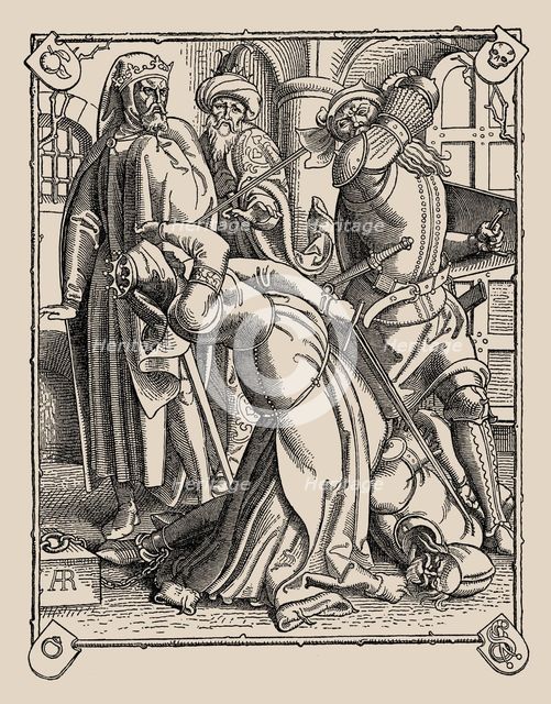 Die Nibelungen. How Gunther and Hagen and Kriemhild Were Slain, 1840-1841. Creator: Rethel, Alfred (1816-1859).