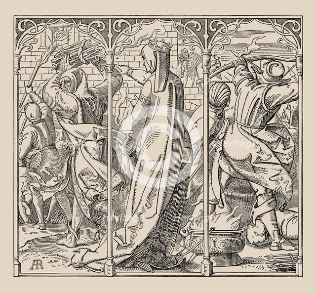 Die Nibelungen. How the Queen Gave Orders to Burn Down the Hall, 1840-1841. Creator: Rethel, Alfred (1816-1859).