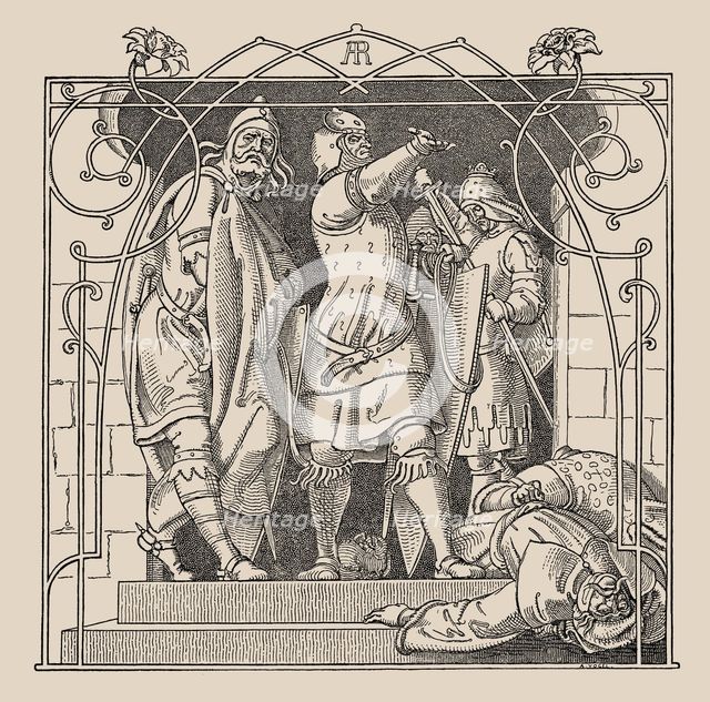 Die Nibelungen. How They Threw Down the Dead Out Of The Hall, 1840-1841. Creator: Rethel, Alfred (1816-1859).