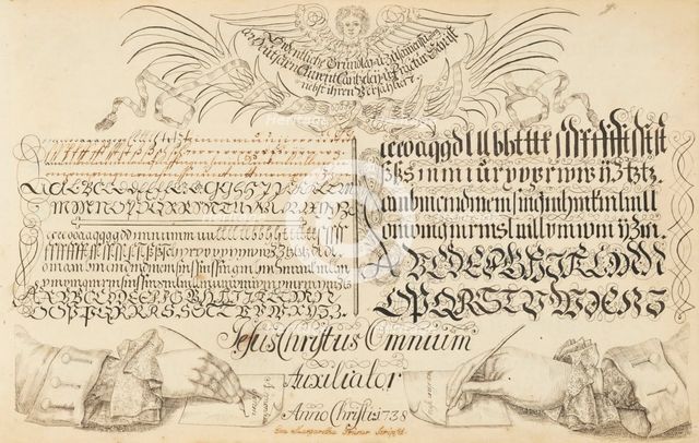 Die offene Schreib-Schule (The open writing school), 1738-1745. Creator: Grüner; Eva Margaretha (1721-1760).