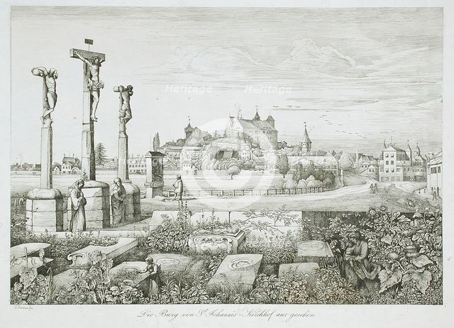 Die Burg von St. Johannis Kirchhof aus gesehen, 19th century. Creator: Johann Jakob Kirchner.