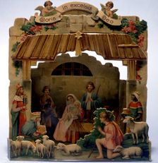 Die-cut nativity scene used as a Christmas card