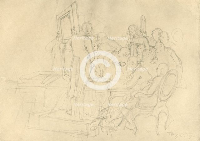 'Die Kunstauktion', mid-late 19th century, (c1924).  Creator: Carl Spitzweg.