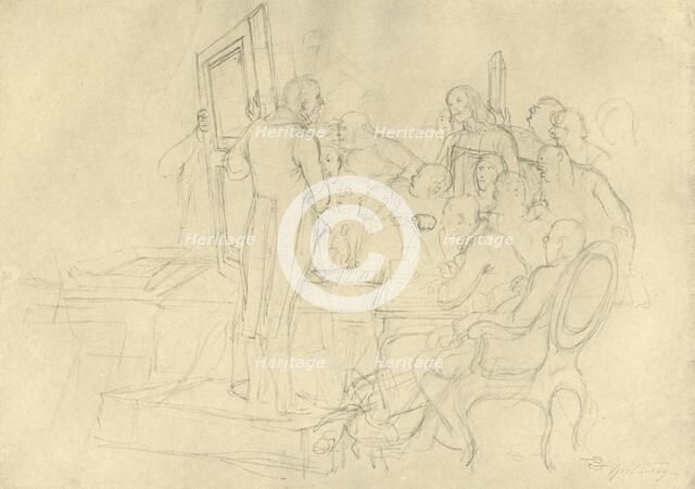 'Die Kunstauktion', mid-late 19th century, (c1924).  Creator: Carl Spitzweg.