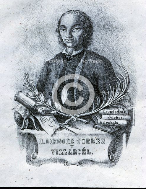 Diego de Torres Villarroel (1693-1770), writer Spaniards, 18th century engraving.